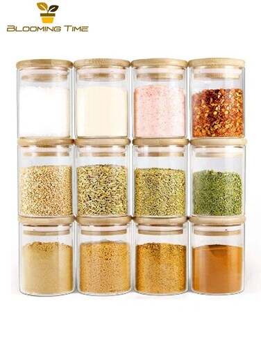 TIME 12 piece sealed jar set, storage jar, kitchen glass seasoning box, seasoning box Product storage