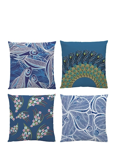 4 Pack Decorative Throw Pillow Covers, 18x18 Boho Teal Pillow Covers, Suitable for Sofa, Living Room, Garden, Balcony