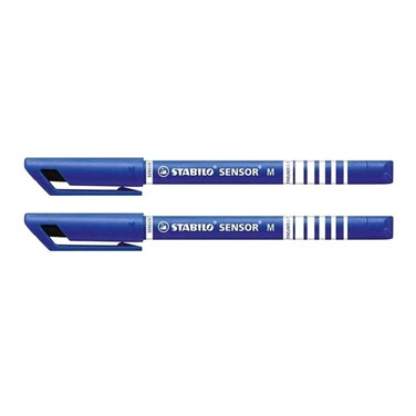Stabilo Sensor Medium Tip Fineliner Pens, Blue, 0.7mm, 2 PCS