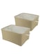 2 Pcs Large Foldable Fabric Storage Baskets with Handles for Clothes Toys Organizing Home Office Laundry Nursery Shelves, Baskets for Gifts, Beige
