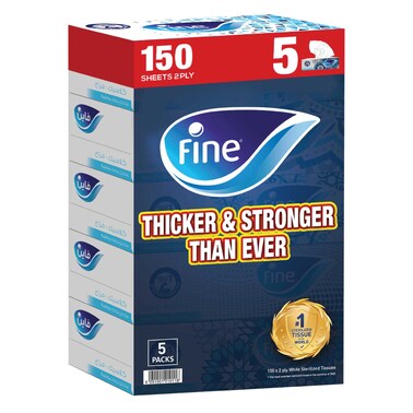 فاين علب مناديل للوجه، 5 عبوات، كلّ منها 150 ورقة × 2 طبقة