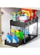 Sulfar Under Sink Organizer, 2 Tier Bathroom Cabinet Organizer with Sliding Basket, Multi-Purpose Under Sink Organizers and Storage for Bathroom Kitchen (4 Hooks)