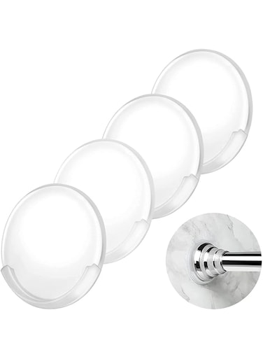 ELECDON Adhesive Shower Curtain Rod Holder,No Slippage Wall Mount Retainer of Shower Rod for bathroom,Heavy Duty Tension Rod brackets No Drilling(Shower Curtain Rod Not Included) (4 Pack)