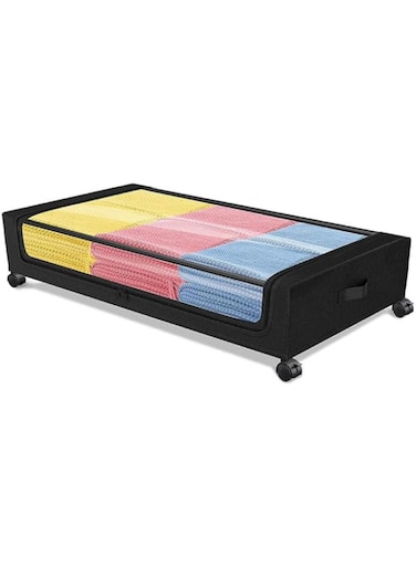 Aowin Under Bed Storage with Wheels,Under Bed Storage Containers with Clear Lids,Large Storage Containers with Label Under Bed,Drawers Rolling Storage Organizer for Clothes,Shoes,Toys(1 Pack)