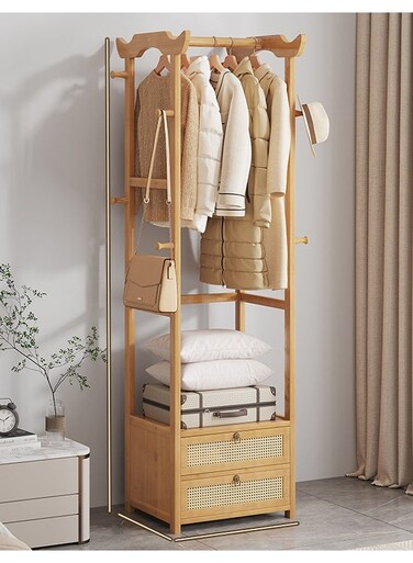 Coat Rack Hanger Log Floor Style Multifunctional inside Bedroom Brown 174*30*50cm