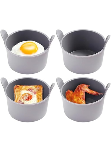 Fadcaer 4 Pcs Ramekins for Air Fryer Silicone Large Muffin Cases Nonstick Egg Poacher Silicone Mould Bakeware Easy Release Ramekins Baking Cups for Muffin Cupcakes Eggs Pudding (Color A 4pcs)
