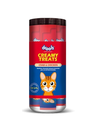 Drools Creamy Lickable Cat Treats, Crab &amp; Chicken, 25 Pc Jar (375 Gm)   Rich In Protein, Promotes Hydration, No Artificial Preservatives   Best For Training &amp; Bonding   For Kitten &amp; Adult Cat