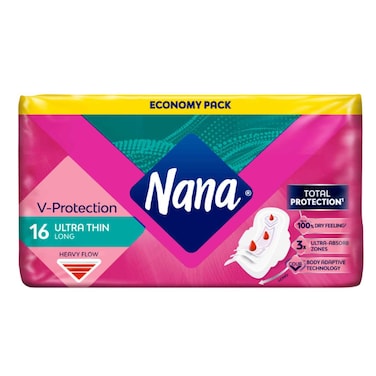 Nana Ultra Thin Sanitary Pads Long with Super Wings 16 Pads