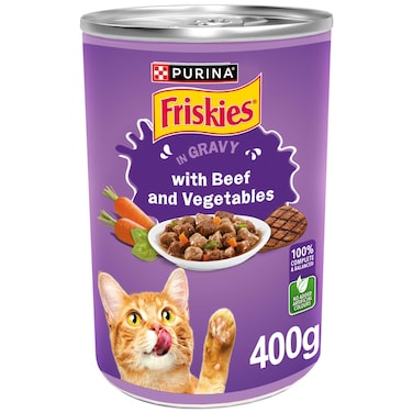Purina Friskies Beef and Vegetables in Gravy Wet Cat Food, 400g