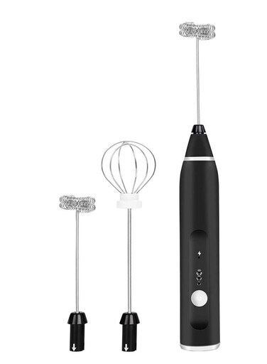 Frother, Handheld Electric Foam Maker for Lattes - Whisk Drink Mixer with 2 Stainless Whisks, 3-Speed Adjustable, Mini Foamer for Cappuccino, Frappe, Matcha, Hot Chocolate