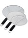 THE WHITE SHOP 13", 11.5", 9.5" Stainless Steel Fine Mesh Splatter Screen with Resting Feet Set, Black Comfort Grip Handles - Use on Boiling Pots, Frying Pans - Grease Oil Guard