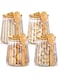 Pinkunn Set of 4 Glass Stripe Jar Glass with Bamboo Spoons 20 Fl oz Overnight Oats Containers with Lids Coffee Sugar Container Set fo Kitchen Food Storage Coffee Tea Sugar