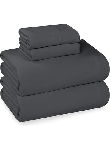Bedding Queen Sheet Set - Jersey Knit Sheets 4 Piece Queen Jersey Sheet Set &acirc;&euro;&ldquo; Cotton Jersey Sheets &acirc;&euro;&ldquo; Soft T-Shirt Stretchy Sheets (Queen, Dark Grey)