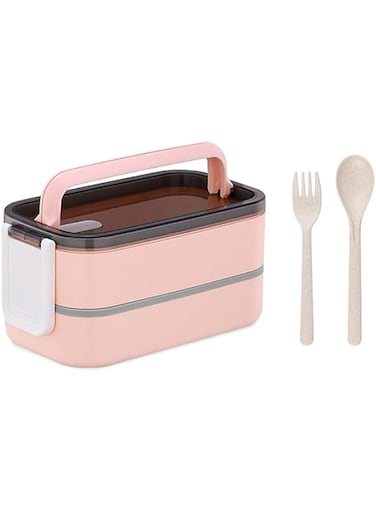 Aputue Leakproof Bento Box, 2 Layer Large Lunch Box with Compartments and Cutlery Set, Microwave Food Safe Bento Boxes, Food Picks for Lunch Box for Adults, Stackable Lunch Box