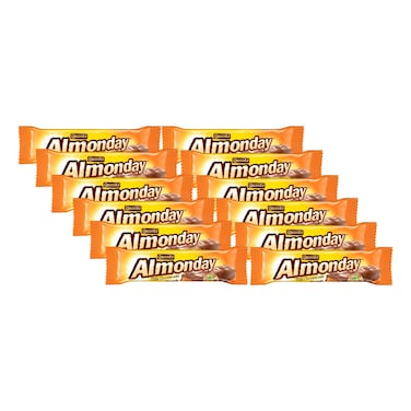 Quanta Almonday, Milk Chocolate with Roasted Californian Almonds in Whipped Nougat &amp; Caramel, 28g Pack of 12