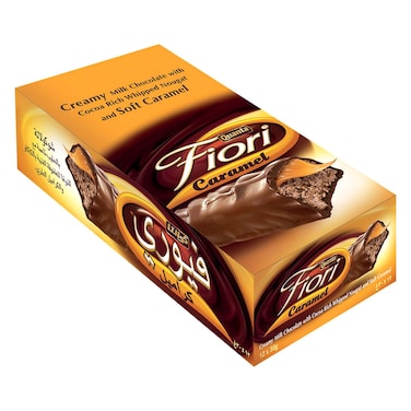Quanta Fiori Caramel, Creamy Milk Chocolate with Cocoa Rich Whipped Nougat and Soft Caramel, 30g Pack of 12