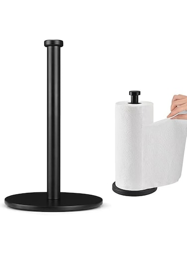 JWWYJ Paper Towel Holder, Black Kitchen Towel Holder, Countertop Paper Towel Holders for Kitchen Roll Holder, Steady Paper Towels Holder Countertop with Solid Weighted Base