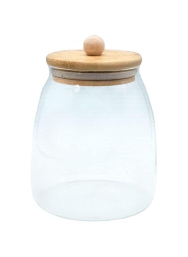 HOOPZOZA Kitchen Glass Jar with Airtight Bamboo Lid Coffee Bean Jar Container Storage for Kitchen Storage Candy Bottle (A-800mL)