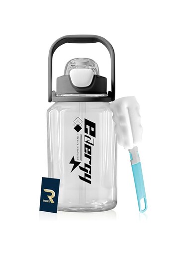 RULZE 1500 ml Sports Water Bottle with Locking Flip Top Lid and Carry Strap- Leakproof, BPA-Free, Large Capacity - Fitness, Gym, Outdoor - Reusable, Convenient, Hydration, Eco-Friendly (Black)