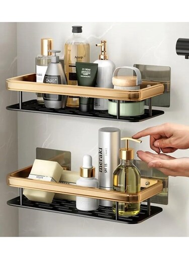 Shower Caddy Shelf, Stainless Steel Self Adhesive No Drilling, Bathroom Shower Rack, Wall Mounted Organizer with Rustproof Basket, Toilet and Kitchen Storage