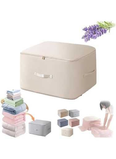 U-HOOME Space Saving Self Compression Organizer,2024 New Compression Duvet Storage Bag Large Capacity,Self Compression Moving Organizer Bags Moving Bags for Comforters,Clothes,Blankets (Beige, XL)