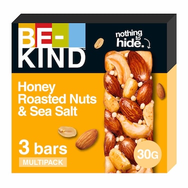 Be-Kind Honey Roasted Nuts and Sea Salt Bar, 30g Pack of 3