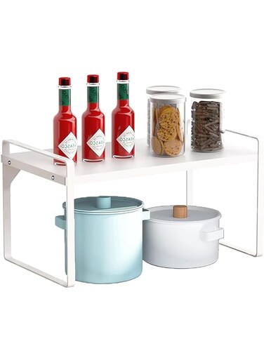 KUKUMAJI Expandable Cabinet Shelf Organizer Rack 35 to 65cm,Kitchen Cabinet Organizer Shelf, Adjustable Organizer Riser for Kitchen Cabinet Pantry Cupboard Under Sink Countertop