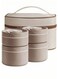 Yon 4 Separate Stackable Lunch Container for Adult Kids Men Women, Stainless Steel Bento Box Adult Lunch Box, Portable Insulated Food Lunch Container Set with Thermal Lunch Box, Brown