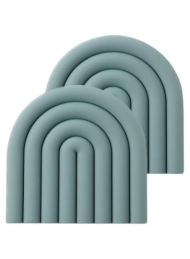 NALACAL 2 Silicone Trivets for Hot Dishes - Durable and Colorful Pot Holders, Heat Resistant Mats for Countertop, Hot Pads, Modern Multi-Purpose Trivet Mats, Spoon Rest (Muted Light Blue, Set of 2)