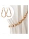ICOUVA Wooden Bead Curtain Tiebacks, 2 Packs Natural Wood, Farmhouse Curtain Holders for Drapes