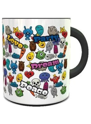 imPRESS Color Changing Heat Sensitive Coffee Mug with Peace Love and Party Design