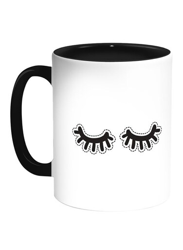 Eyelashes Printed Coffee Mug White/Black 11ounce