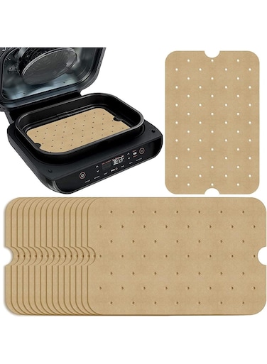 pieces of perforated air fryer liner, non stick disposable rectangular air fryer parchment, heat-resistant and oil resistant air fryer accessories, suitable for ovens, steamers, grills