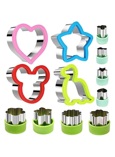 ECVV 12Pcs Stainless Steel Sandwich Cookie Cutters Set Mini Vegetable Fruit Cutters Food Grade Cookie Cutter Mold for Kids Food Decoration Tools for Kitchen