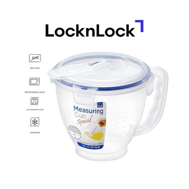 LocknLock 1L Measuring Bowl &ndash; Durable Kitchen Tool with Clear Markings and Secure Lid for Accurate Measuring and Storage