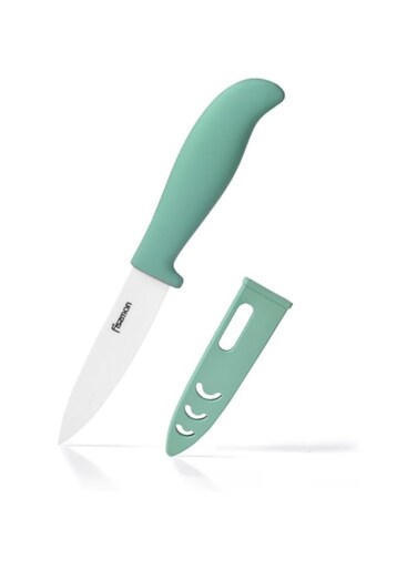 Fissman Ceramic Paring Knife 4" with Sheath, White Blade Peeling Knife   Ultra-Sharp Paring Knife for Meat, Fruits, Vegetables (Mint)