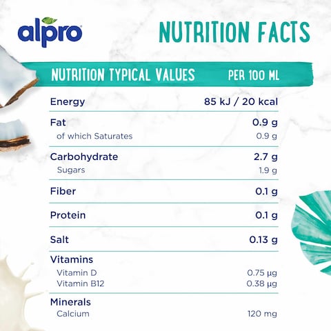 Alpro Drink Coconut Original Dual Pack (1L x 2), 100% Plant Based And Dairy Free, Naturally Free From Lactose