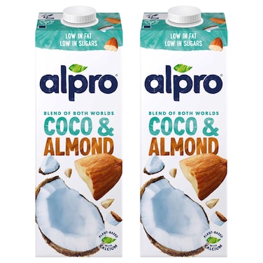 Alpro Coconut Almond Drink, 100% Plant-Based, Lactose &amp; Dairy Free  1L Pack of 2