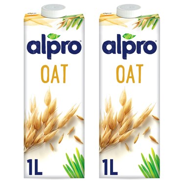 Alpro Oat Drink, 100% Plant-Based, Lactose &amp; Dairy Free  1L Pack of 2
