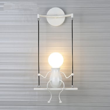 E27 LED Personality Creative Retro Wrought Iron Villain Wall Lamp without Bulb - White