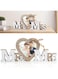 Wedding Gifts with Heart Photo Frame, Wedding Decorations Couple Personalised Photo Frames Romantic Gifts, Wooden Tabletop Picture Frame Mr and Mrs for Anniversary Party Home Decor (white and brown)