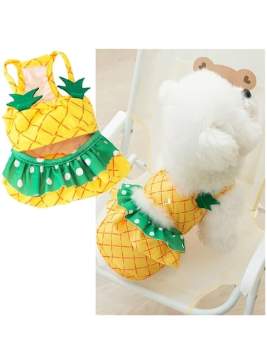 Funny Dog Swimwear Bikini Summer Dog Clothes Beach Swimsuit Puppy Bathing Suit Puppy Vest Cooling Dog Shirts Pet Shirt for Small Dog, Cat Apparel (Yellow Pineapple, S)