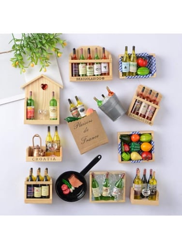 Cntqiang Fridge Sticker,8Pcs Simulated Cute Wine Bottles Holder Fridge Magnets for Home Wall Decoration Living Room