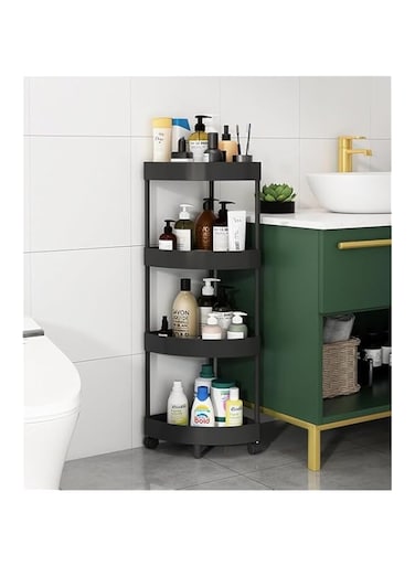 HALAYAYA Bathroom Shower Shelving Caddy Corner Shelves Bath Storage Basket Shelf Kitchen Bathroom Storage rust proof Shower Shelves (black, 4 tier)