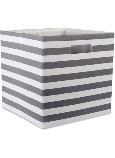 DII Polyester Cube Storage Collection Collapsible Hard Sided Bin, 13x13x13&quot;, Gray