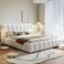 Whisper Tufted Upholstered Premium Upholstered Single Size Bed (100 X 190 CM) Off White Color