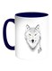 Cartoon Drawings - Wolf Printed Coffee Mug White/Blue