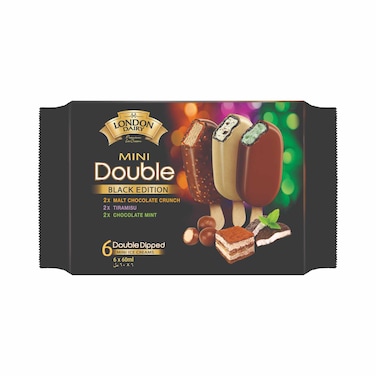 London Dairy Mini Double Black Edition Ice Cream, 60ml Pack of 6