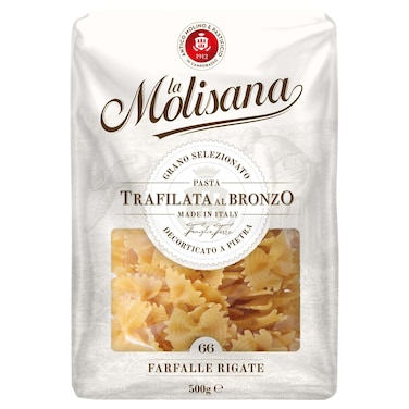 La Molisana Number 66 Trafilata Al Bronzo Farfalle Rigate, 500g