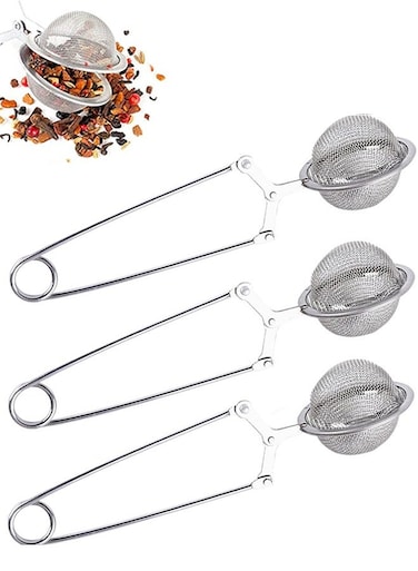 Packs Tea Filter Tong, Pincer Tea Ball Infuser, Stainless Steel Snap Ball Tea Strainer with Handle for Loose Leaf Tea and Mulling Spices